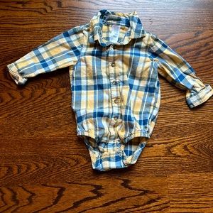 Carter’s Just One You flannel button down onesie - 9-12 months